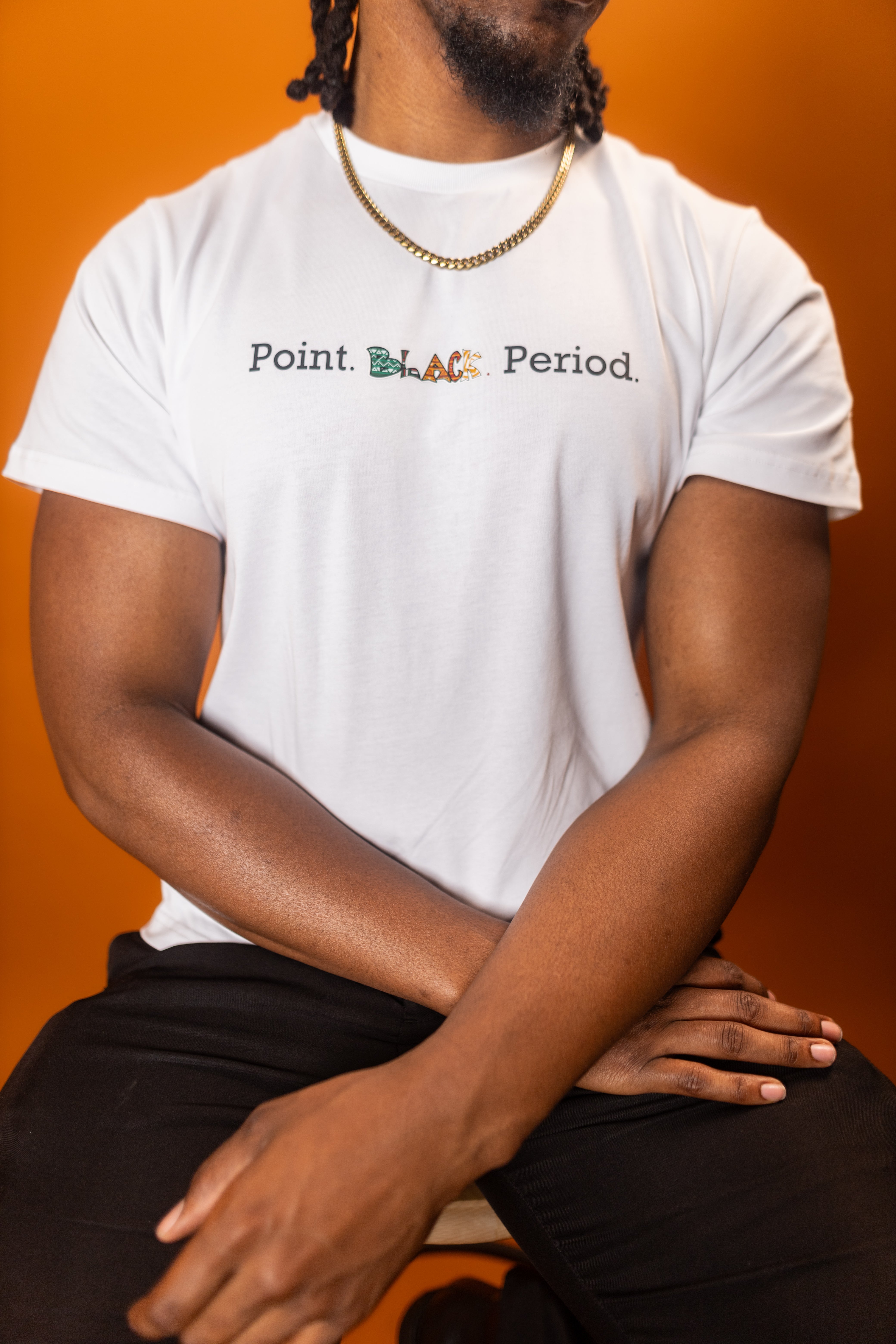 Point. BLACK. Period. Crisp White Tee